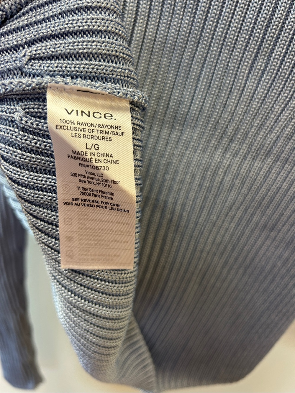 Vince Light Blue Ribbed Button-Front Collared Cardigan - Picture 7 of 7